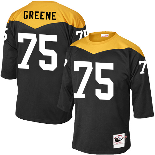 Men's Elite Joe Greene Mitchell and Ness Jersey Black Home - #75 1967 Throwback NFL Pittsburgh Steelers